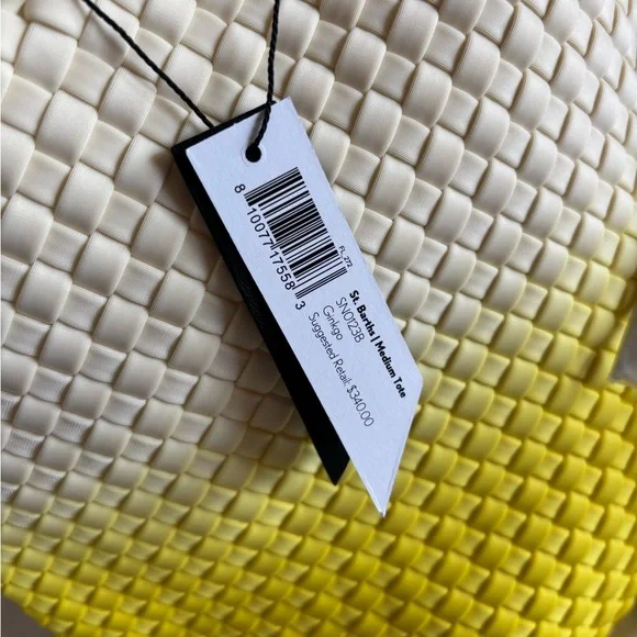 Naghedi St. Barths Medium Handwoven Dip Dyed Tote Bag with pouch. NWT - Picture 3 of 14